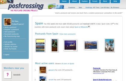 Postcrossing, intercambio de postales físicas entre usuarios alrededor del mundo