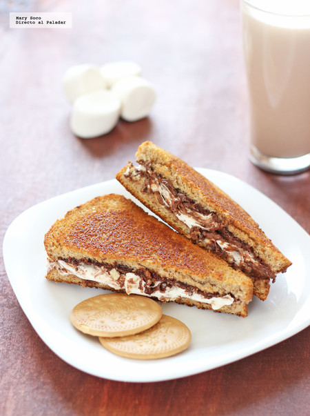 Sandwiches de nutella y malvavisco. Receta