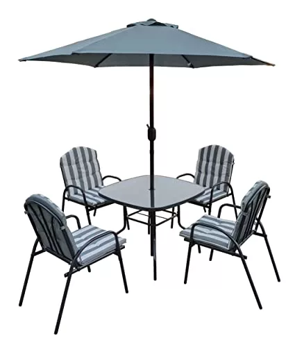 KG KITGARDEN Conjunto Balcón/Terraza, 1 mesa centro, 4 sillones y 1 parasol
