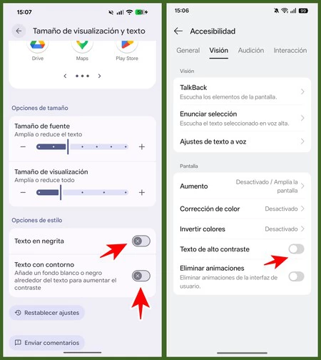 Android Contraste Texto