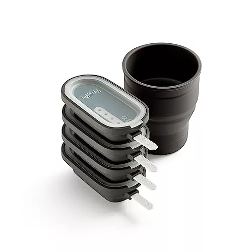 Lékué Molde Helado Creamy + Recipiente de silicona, Marrón, Set de 4