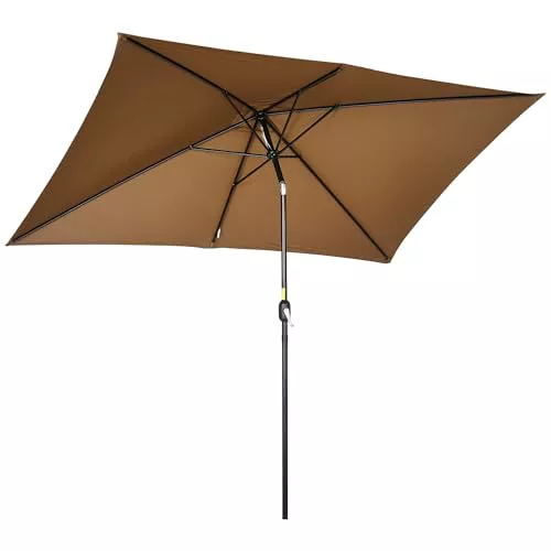 Outsunny Sombrilla de Terraza Exterior, 200x300 cm, Parasol de Terraza Exterior con Ángulo Ajustable, Manivela, Mástil de Aluminio Desmontable y Anti-UV, Sombrilla para Jardín, Patio, Café