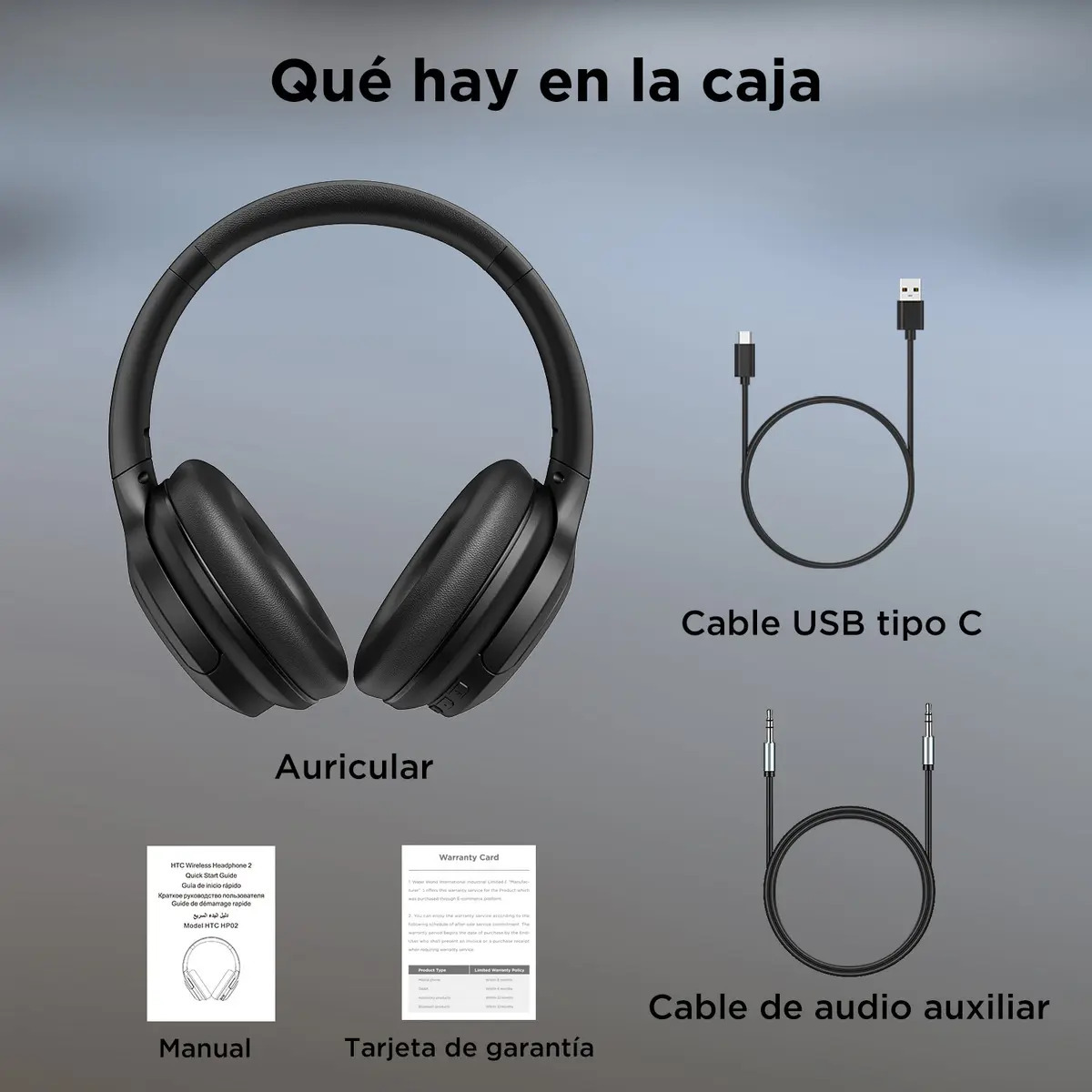 Audífonos Bluetooth5.3 Gamer Inalámbricos Diadema Over Ear ANC+ENC Alta Cancelación Activa De Ruido HTC HP02