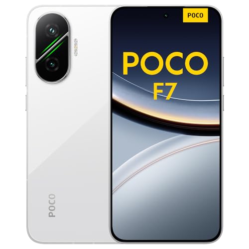 Xiaomi POCO F7 - Smartphone de 12+256GB, Cámara Sony de 50 MP con OIS, Pantalla AMOLED de 6,83'' 1.5K a 120Hz, Snapdragon 8s Gen 4, Hypercharge 90W, Cargador no Incluido, Blanco (Versión ES)
