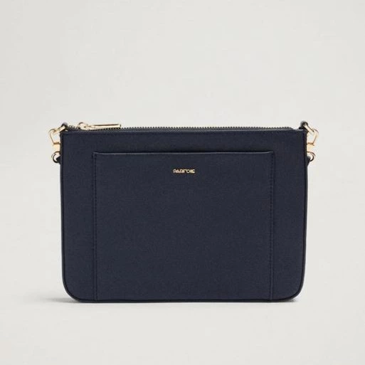 Bandolera de mujer lisa con asa ajustable y cierre de cremallera Azul marino
