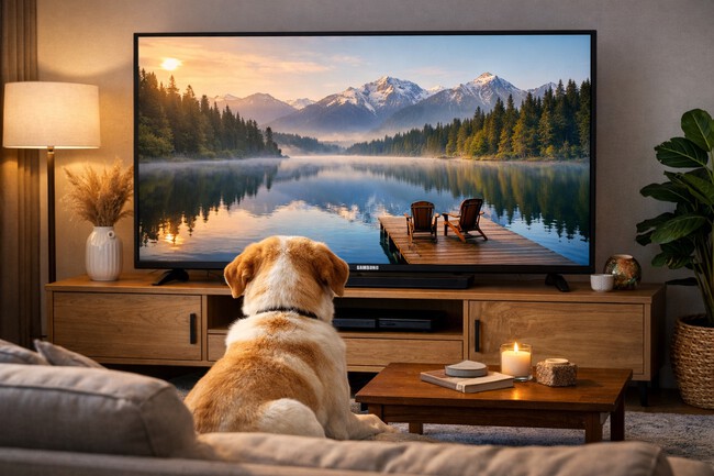 perro viendo tele