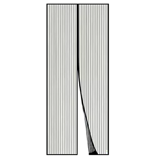 Puerta de Malla Magnética Apalus, Cortina Hecha de Malla, Cierre Magnético de Arriba a Abajo Automáticamente, Mantiene el Aire Fresco (90x210 CM, Negro)