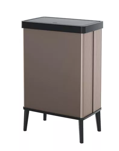 CURVER Verto - Cubo de basura alto de 54 L, 43,5 x 26,5x 68,7cm, tapa a presión, diseño elegante, fácil de montar, apto para reciclaje, rosa perla