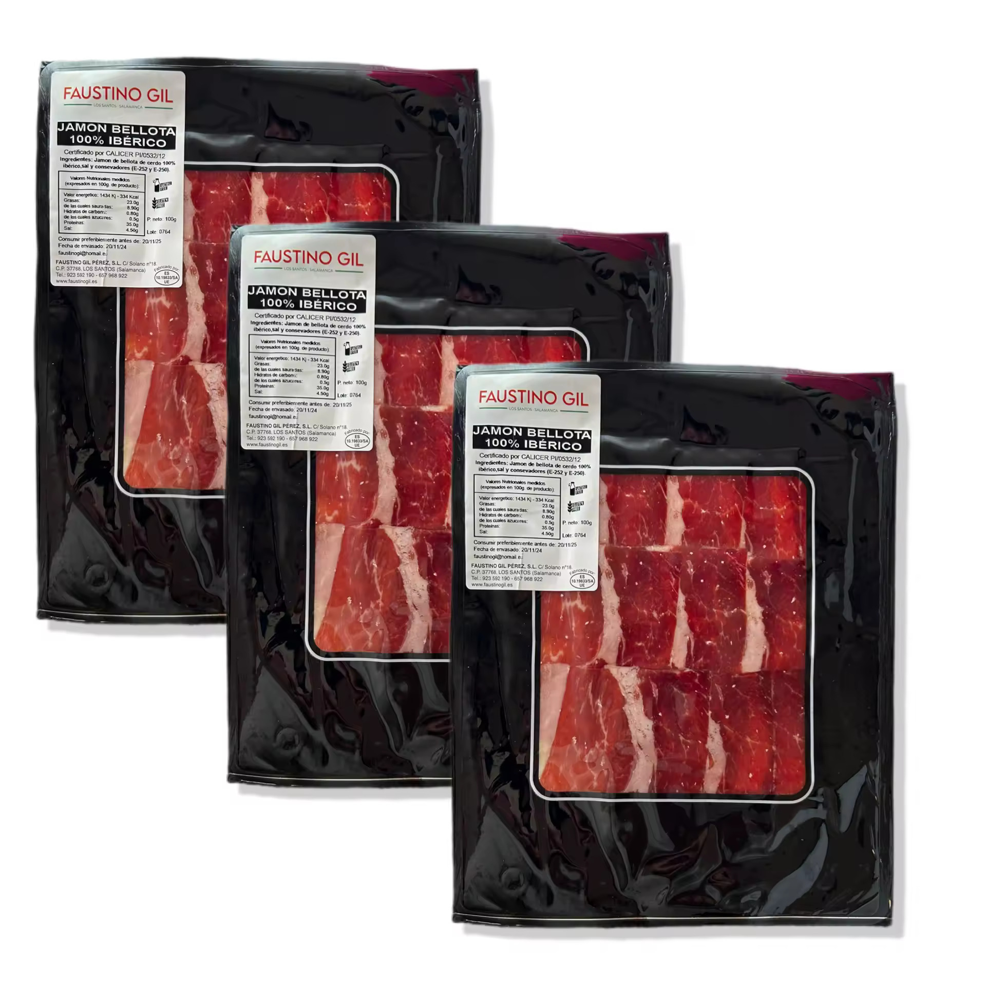 JAMON IBERICO BELLOTA 100% RAZA IBERICA - 3 Sobres de 100g