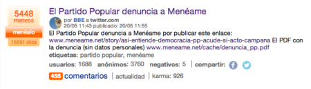 La Junta Electoral da la razón a Menéame pero les manda retirar el enlace