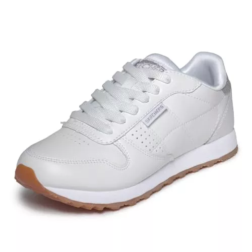 Skechers OG 85 OLD SCHOOL COOL, Zapatillas para Mujer, Blanco (White Duraleather/ Silver Glitter Trim), 38 EU