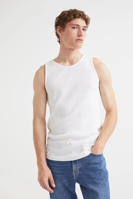 Camiseta sin mangas en canalé