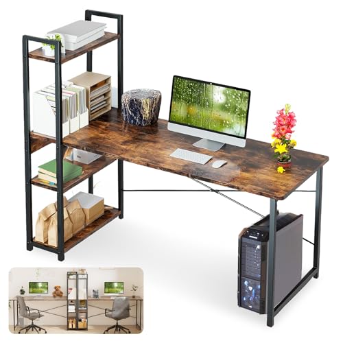 Escritorio Minimalista con Repisa de 3 Estantes, Estilo Minimalista Moderno, Escritorios para Oficinas en el Hogar