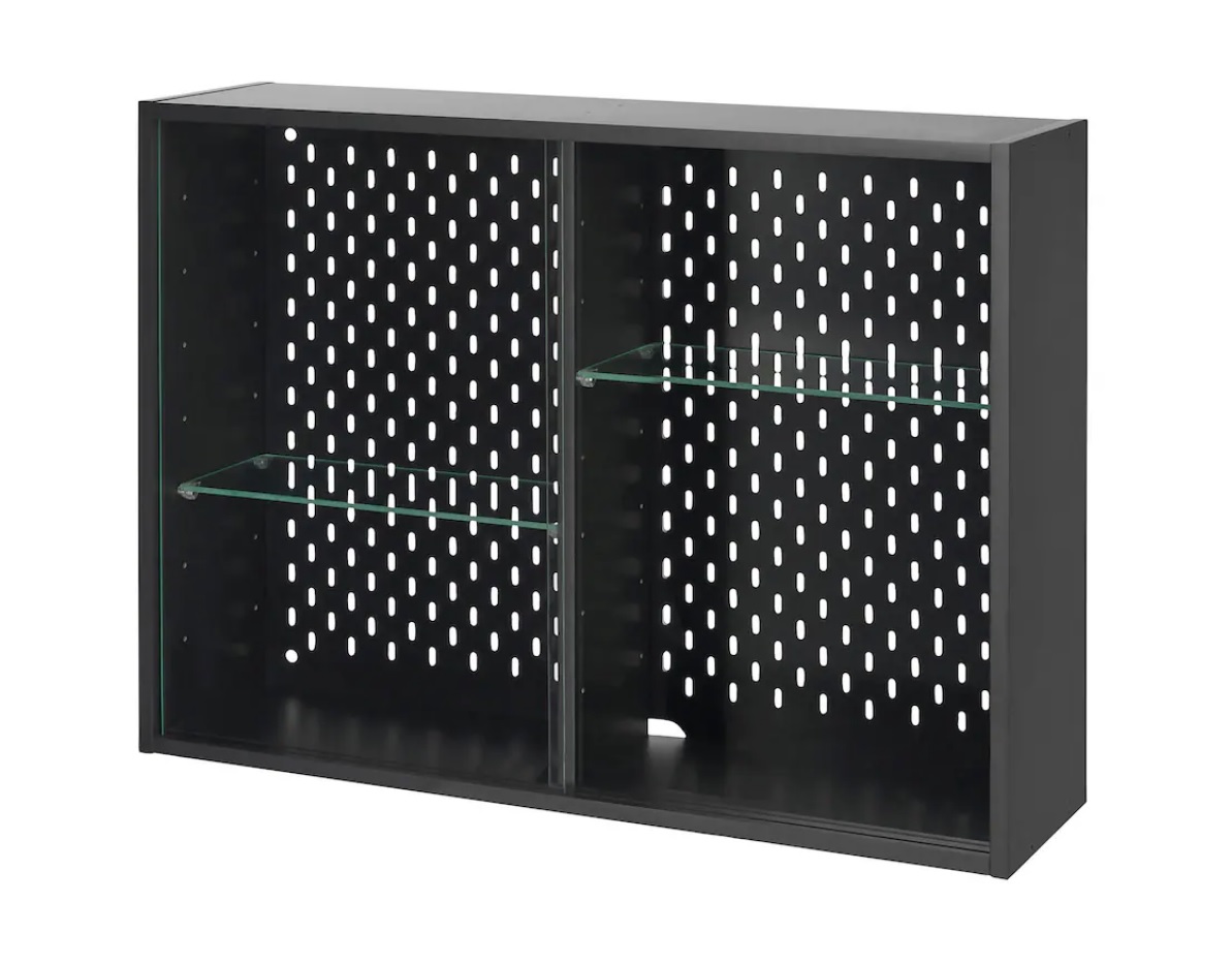 UPPSPEL Vitrina, gris oscuro