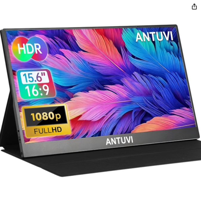 ANTUVI Monitor Portátil 15.6''+ Case, 1080P, MINI Segunda de Notebook Extensor De Tela, Ultra-Slim e portátil, com alto-falante de pé, Adequado para Viagens, Casa, Trabalho/Jogos ﻿
