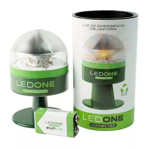 LEDONE - Baliza v16 Homologada DGT con Geolocalizador, Luz Emergencia Coche V16 Homologado DGT - eSIM y Datos Hasta 2038, Visibilidad 1km 360º - Fabricada en España