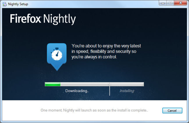 Firefox instalador Windows de versiones nightly en acción