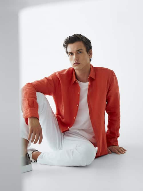 Camisa lino 100% tintado corte fit