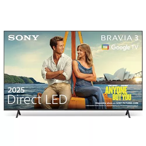Sony BRAVIA 3, Direct LED TV 50 Pulgadas, Altavoz X-Balanced, Dolby Vision/Atmos, IMAX Enhanced, Google TV 2025, Apple AirPlay 2, Eco Dashboard 2, Menú del Juego 2, Smart TV, 50"