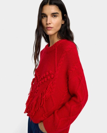 Jersey Rojo Fin De Ano Barato Punto Lana Bonito Elegante Diferente