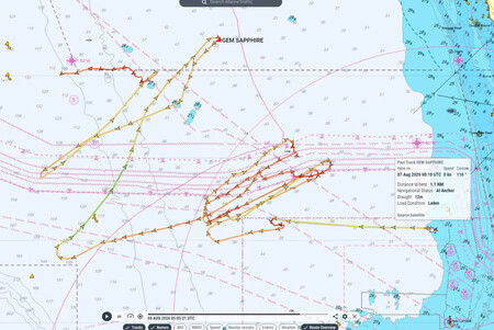 Trayectoria del misterioso barco que cruzó la zona protegida