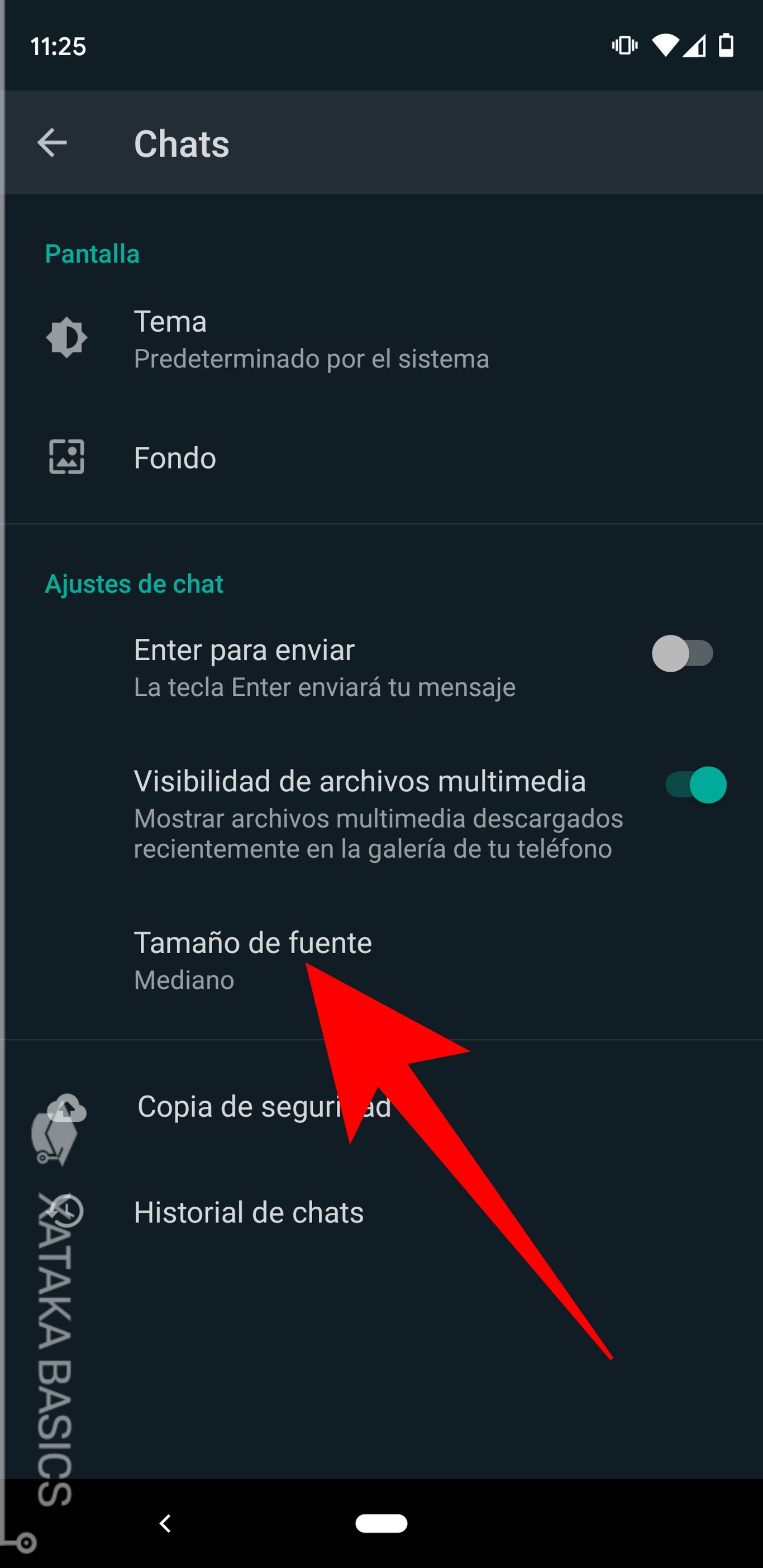 Cómo cambiar el tamaño de la letra en los chats de WhatsApp