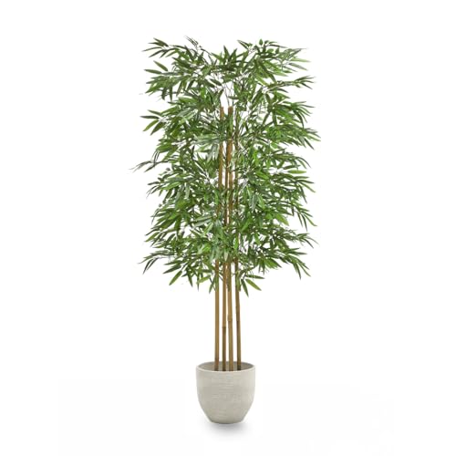 MAIA SHOP Planta Artificial de Bambú 150 cm – Árbol Decorativo con Cañas Naturales, Realista, para Interiores, Maceta de Plástico Incluida