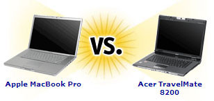 Comparativa CNET: MacBook Pro vs. Acer TravelMate 8200