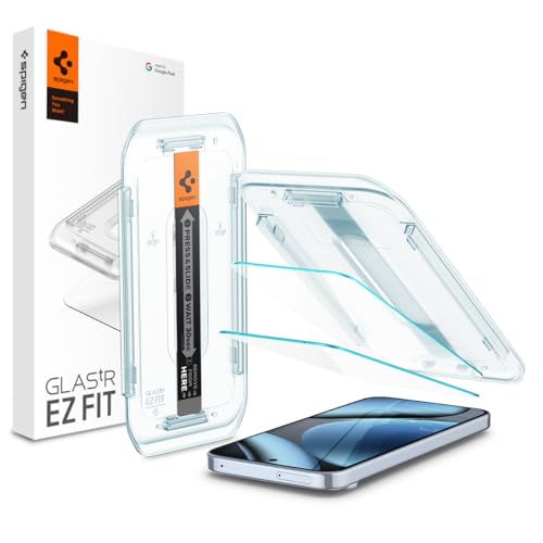 Spigen Glas.tR EZ Fit Screen Protector for Google Pixel 10, Pixel 10 Pro, Pixel 9, Pixel 9 Pro, 2 Units, Easy Installation, High Definition, 9H Hardness, Anti-Scratch