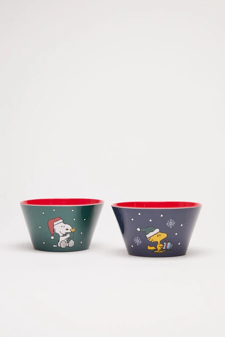 Set de dos cuencos Snoopy navideño