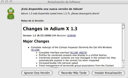 Nueva actualización Adium 1.3