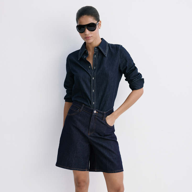 Bermudas denim rectas tiro alto