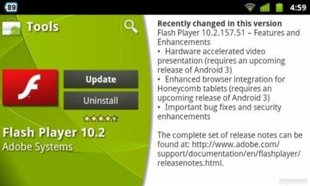 Adobe Flash 10.2 para Android se actualiza con mejoras de seguridad y mayor integración en Honeycomb