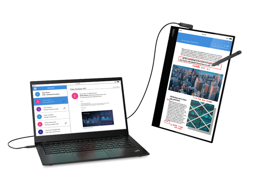 Lenovo tiene nuevo monitor portátil: el ThinkVision M14t lleta con pantalla táctil, resolución 1080p y conexión USB Tipo C