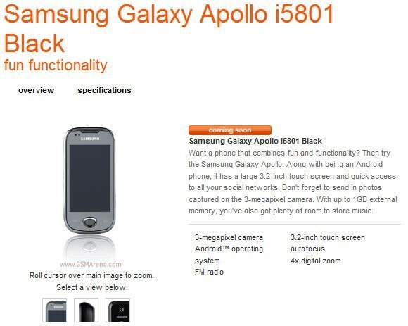 Samsung Galaxy Apollo, ¿el hermano pequeño del Galaxy S a punto de ...