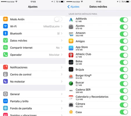 Ajustes iOS