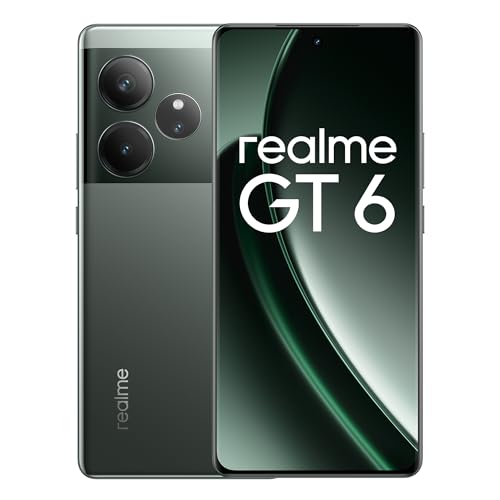 realme GT 6 5G Teléfono Móvil 12+256 GB,Procesador Snapdragon® 8s de 3.ªgeneración,Pantalla ultrabrillante de 6000 nits,Cámara Sony LYT-808 con OIS,Carga SUPERVOOC de 120 W,Verde, sin Adaptador