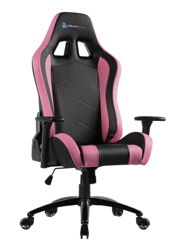 Newskill Silla Gaming Profesional Takamikura, Polipiel, Altura y Reposabrazos 3D Ajustables, Ruedas de Nylon, Base de Acero, Reclinable 180º, Cojín Lumbar y Cervical, Gas Pistón Clase 4, Rosa