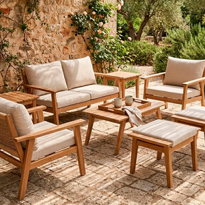 Carrefour deja por 100 euros el conjunto de muebles en color blanco y café que visten la terraza o jardín al más puro estilo mediterráneo 