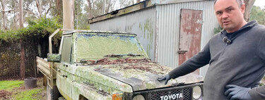 Este Toyota Land Cruiser cubierto de musgo arrancó tras años abandonado bajo un árbol. La prueba perfecta de por qué es una leyenda indestructible