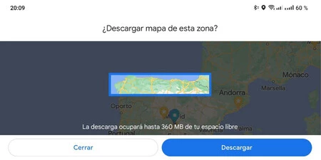 スペイン北部全体をダウンロードした 1 枚の地図上に表示