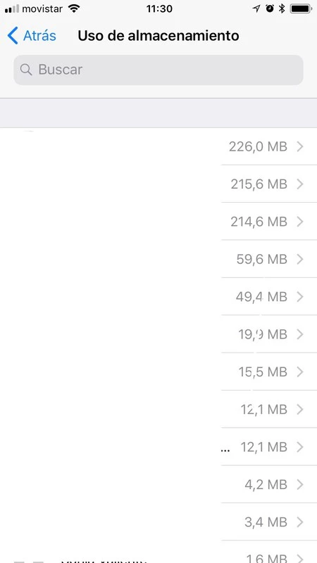 Whatsapp iPhone のストレージ使用量