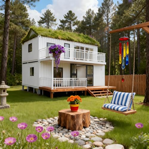 Pequeña casa prefabricada Modular de 20 pies para Vivir para Adultos, casa contenedor Plegable con 2 dormitorios y baño Completo, Villa portátil en el Patio Trasero Plegable pequeña casa