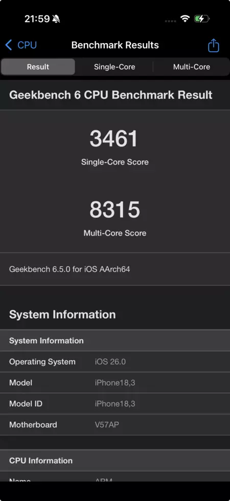 Iphone17 Geekbench