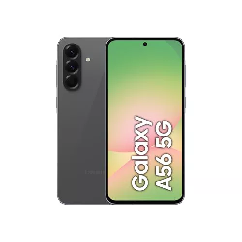 Samsung Galaxy A56 5G, teléfono inteligente Android, 256 GB de almacenamiento, 8 GB de RAM, antracita, actualización del sistema operativo 6X, pantalla grande, batería de larga duración (garantía