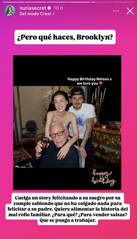 Brooklyn Beckham felicita a su suegro