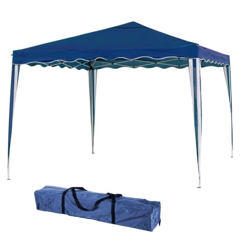 Carpa Cenador Gazebo Plegable 3 x 3 m Azul | Mejores Tubos de Acero de Alta Resistencia Plegables, Antiviento, Protección UV, Bolsa de Transporte| para Playa, Camping, Jardín, Terraza, Exteriores