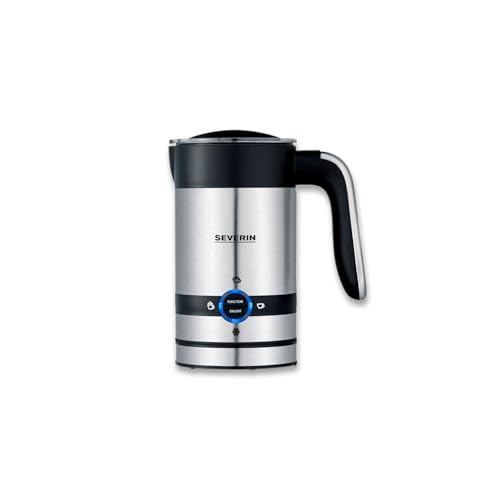 SEVERIN Espumador de leche para espumar en frío y en caliente además de calentar leche, indicado para espumar aprox. 100 ml o calendar aprox. 200 ml de leche. 450 W, acero inoxidable SM 3584