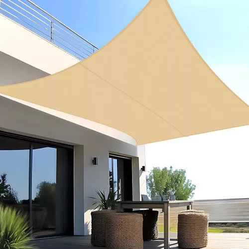 SUNNY GUARD Toldo Vela de Sombra Impermeable 3x4m Rectangular a Prueba de Viento protección UV para Patio,Jardín, Exteriores, Terraza, Color Arena