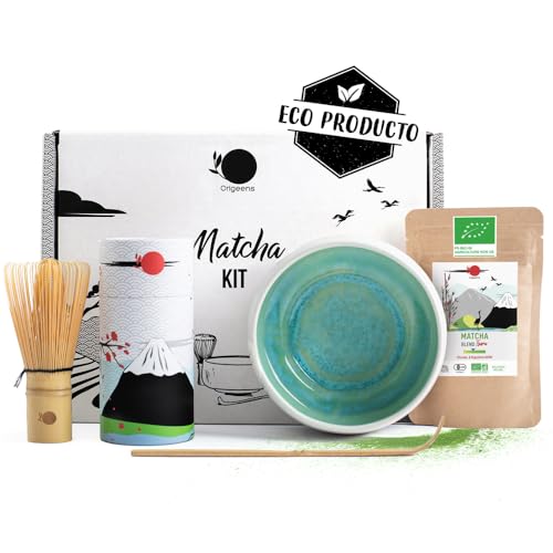 ORIGEENS TE MATCHA KIT con Cuenco te matcha artesanal (Portugal), Té Matcha BIO Japonés, Batidor Chasen - Matcha tea kit